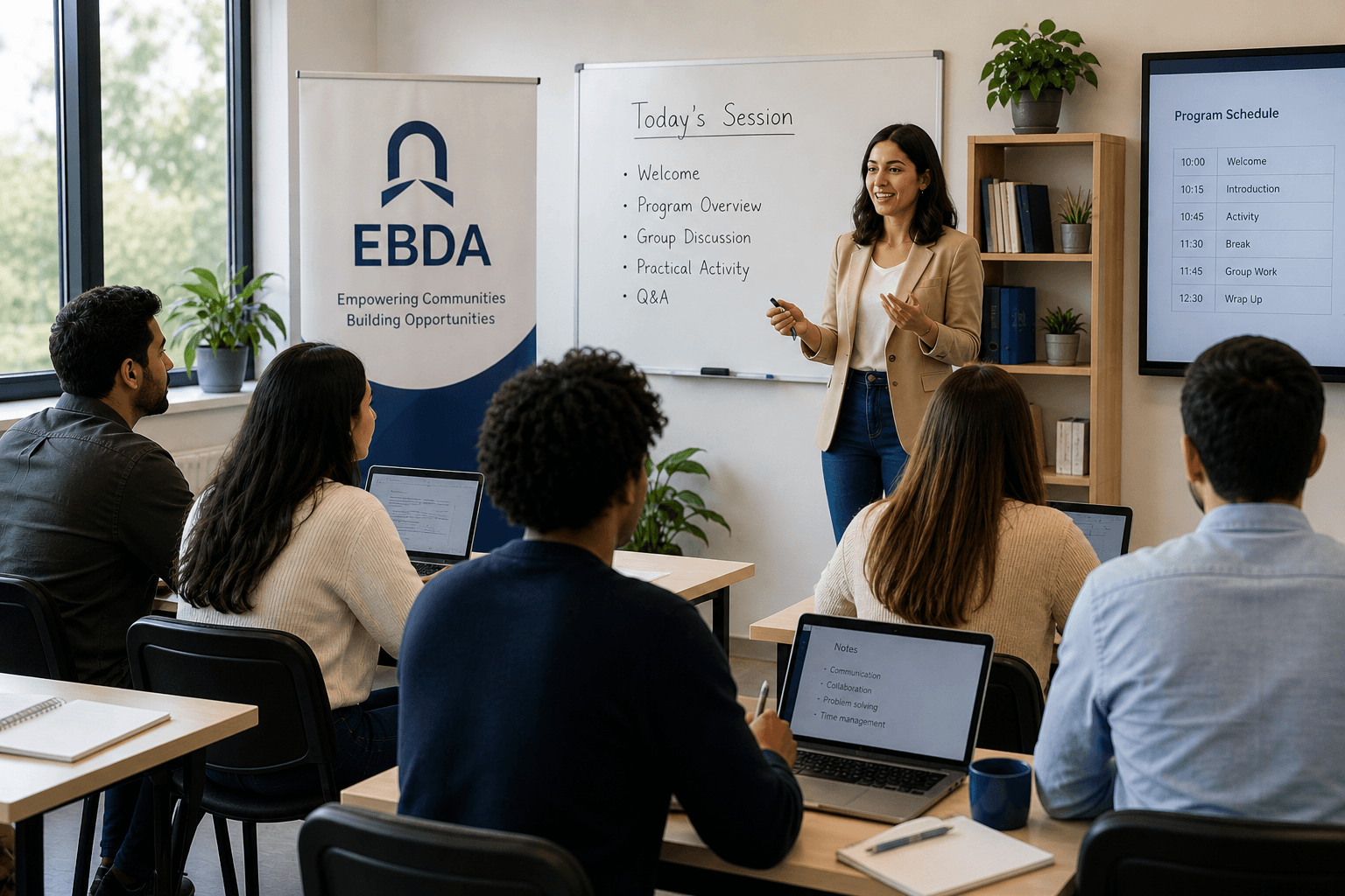 An EBDA education workshop with a facilitator and participants