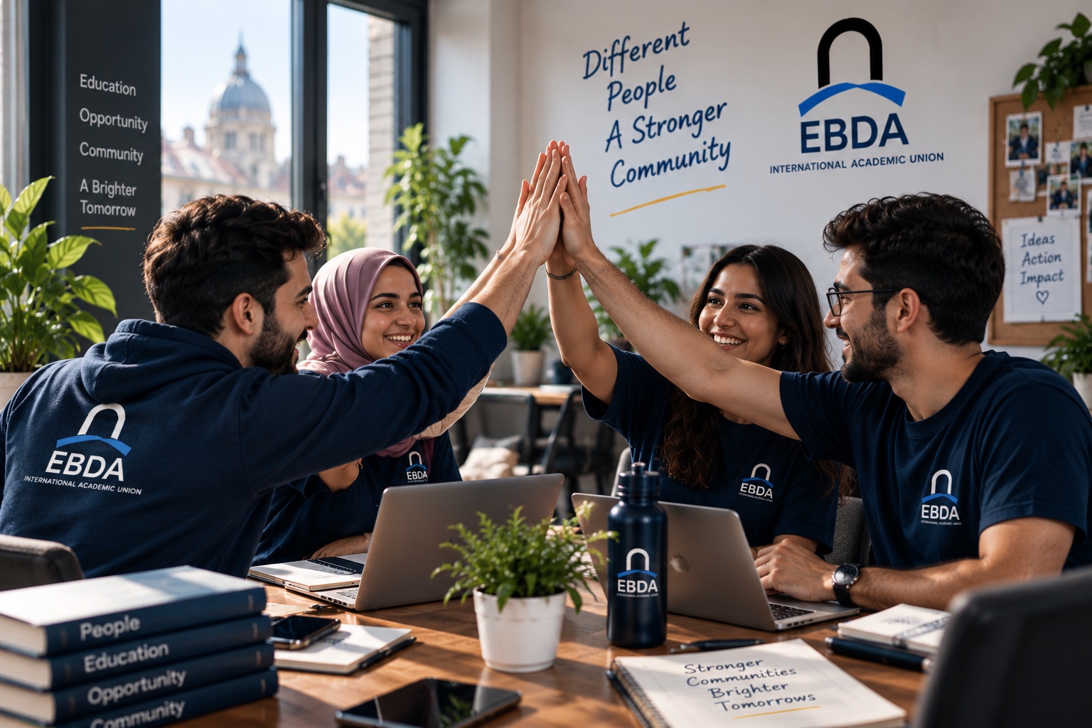 EBDA volunteers celebrating teamwork