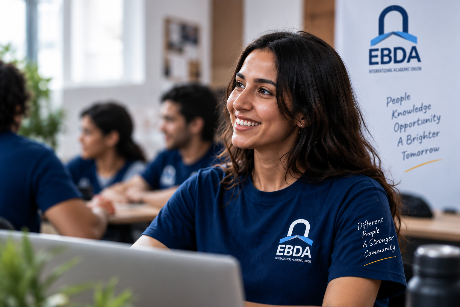 Smiling EBDA volunteer taking part in a learning session